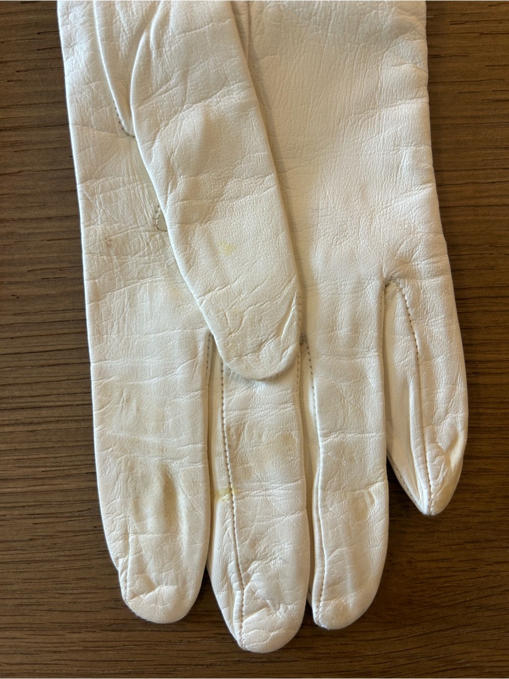 Vintage Shalimar White Leather Opera Gloves Silk Lined Made in Italy Size 7 - Picture 5 of 11
